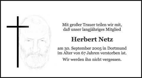 Verstorben am 30. September 2005: Herbert Netz