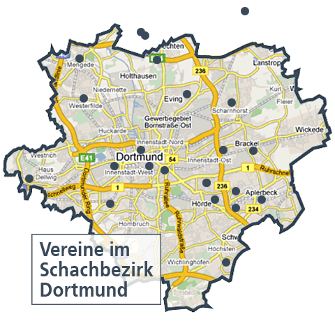 Karte der Vereine im Schachbezirk Dortmund